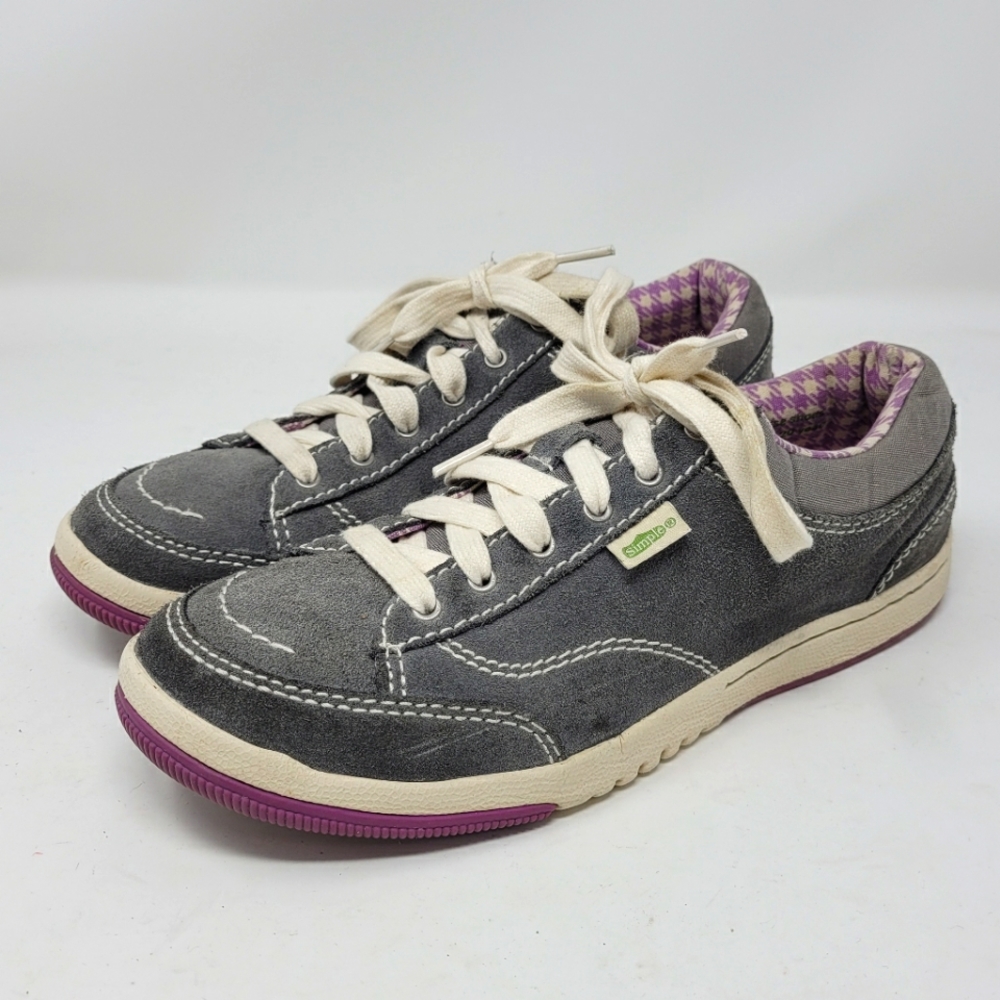 Womens Grey Suede Casual Lace Up Sneakers Size 8